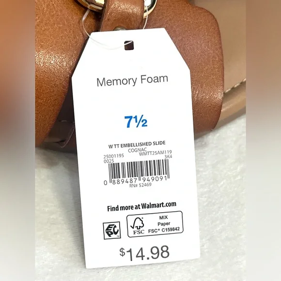 Time and Tru Brown Slide Sandals with Gold Accent Women’s Size 7.5 NWT - Picture 7 of 15